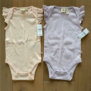 GAP Pink and Lavender Ruffle Sleeve Bodysuits